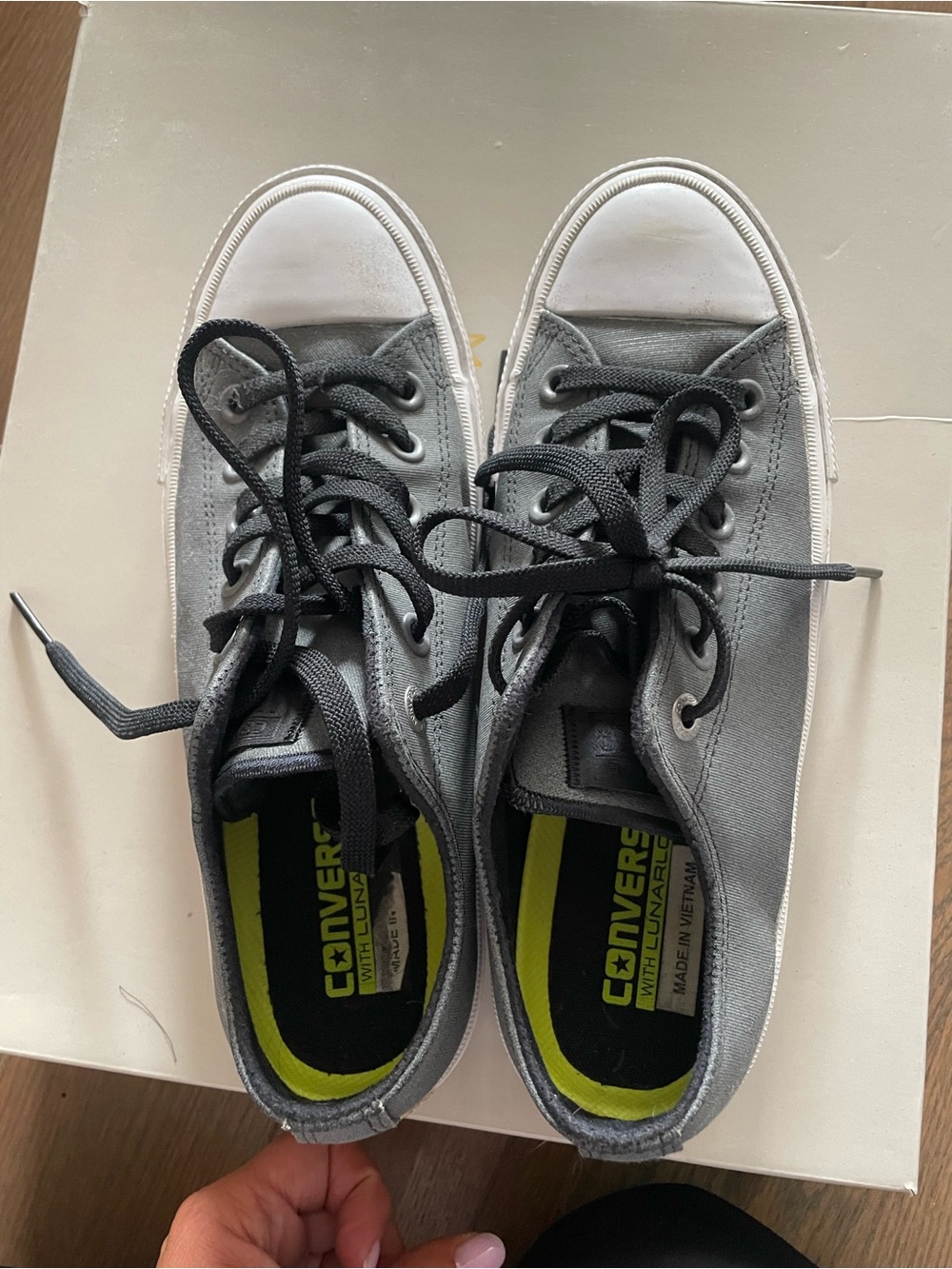 Converse Gray Canvas Low-Top Sneakers with Black Laces
